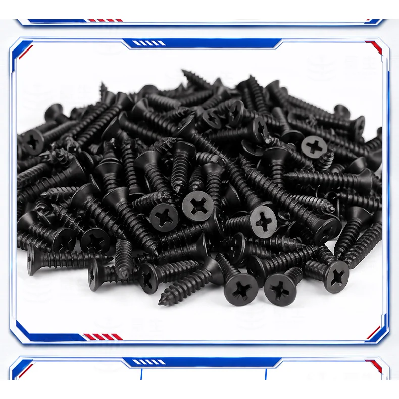 304 Stainless Steel Cross-Recessed Black Self-Tapping Screws Countersunk Head Flat Head Small M2M3M4M5