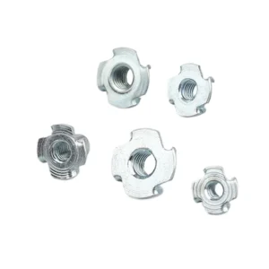 Four-Prong T-Nuts M6 M8 Square Screw Claw Nuts Wood Plate Furniture Embedded Pieces Four-Prong Screw Four-Prong Nuts Zinc-Plated