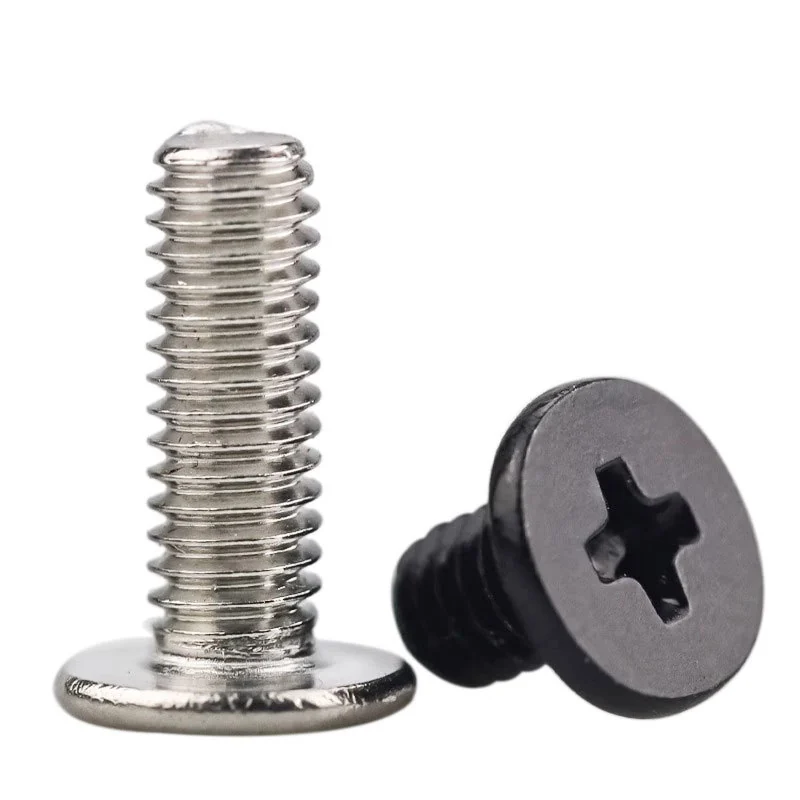 American Thread Solid hard Pan Cross-Recessed Screws CM Thin Flat Head Screws Imperial Nickel-Plated Blackened Computer Cross-Recessed Flat Head Screws 6#
