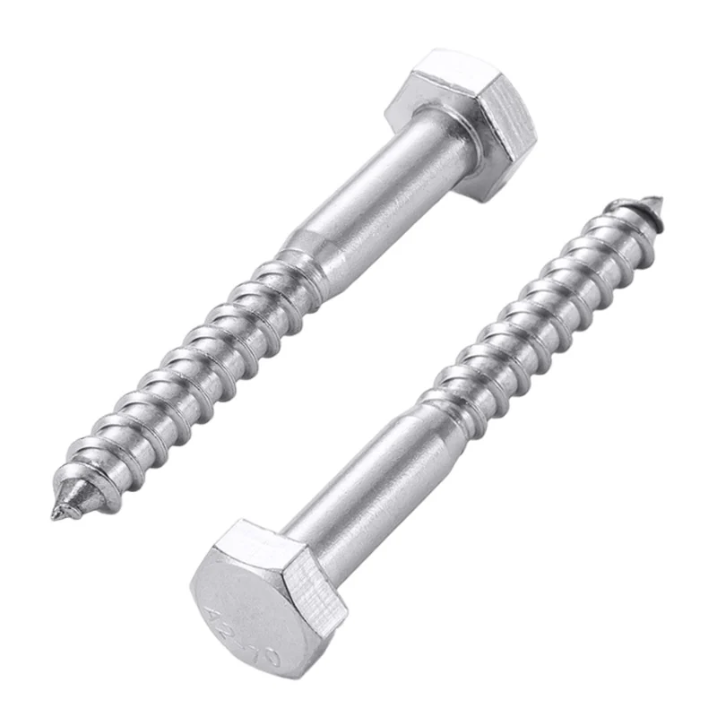 304 Stainless Steel Imperial Wood Thread Partially Threaded Self-Tapping Screws American Standard Hex Head Wood