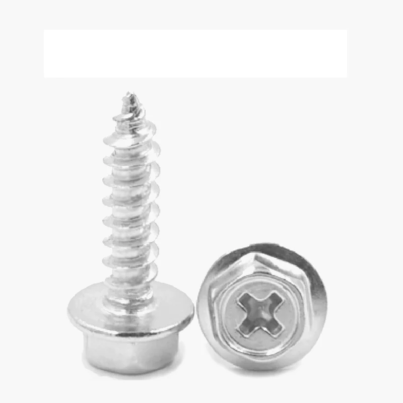 304 Stainless Steel Cross-Recessed Flange Self-Tapping Hex Head Flanged Hex Bolts