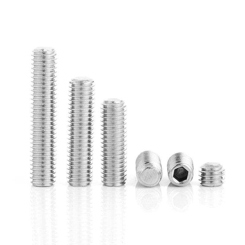 304 Stainless Steel Flat Point Machine m Hex Socket Set Screws Headless M2M3M6M10