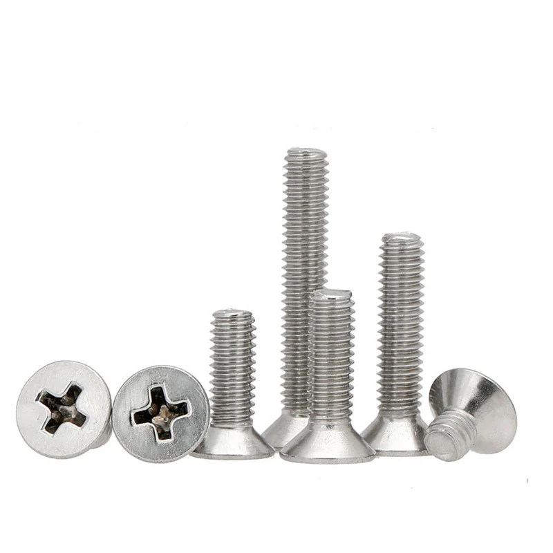 201 Stainless Steel Flat Head Cross-Recessed Countersunk Head Screws KM Small Head Countersunk Machine M3/M4/M5/M6/M8