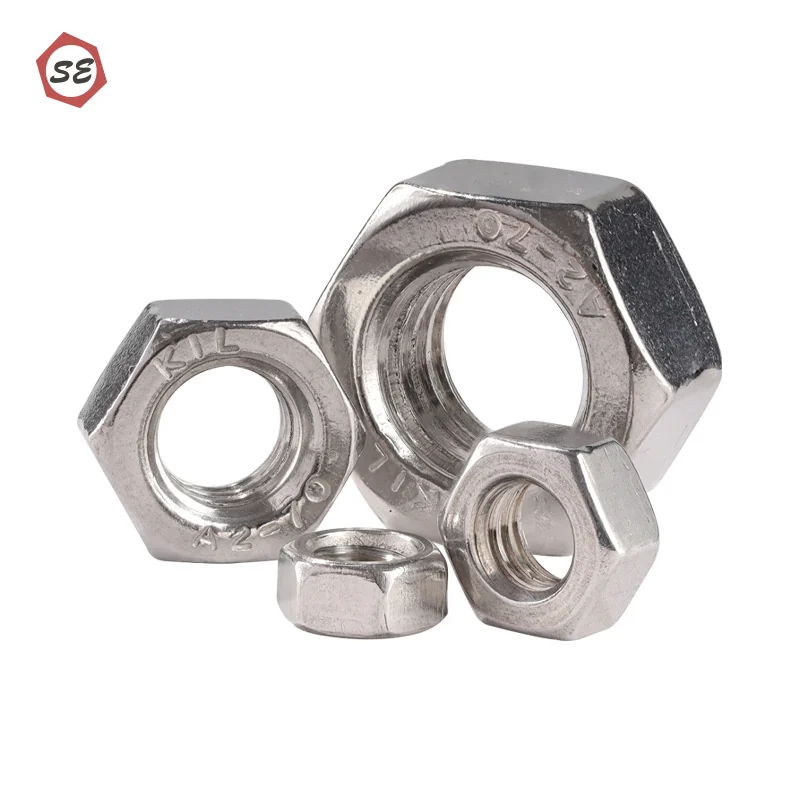 304 Stainless Steel Fine Thread Hex Nuts 201 316 Left-Hand Thread