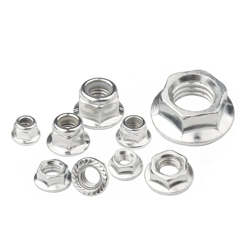Iron Zinc-Plated Hex Flange Nuts M3M4M5M6M7M8M10M12 Anti-Slip With Washer Locking
