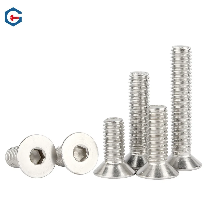 304 Stainless Steel Flat Head Machine-Thread Hex Socket Countersunk Head Screws M2-M16 Hex m3/m4