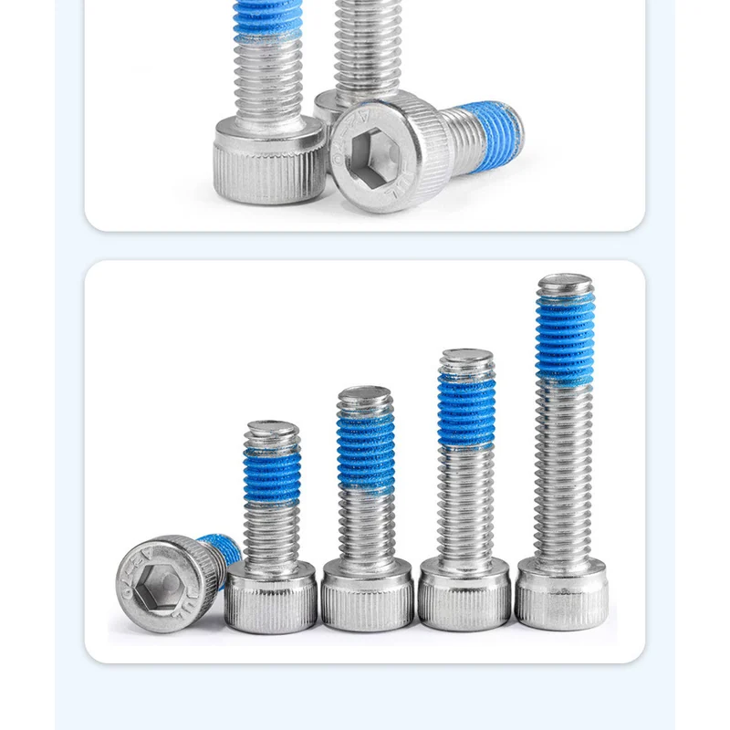304A little glue. Socket Head Cap Screws Hex Socket Screws Stainless Steel Locking Hex Socket Screws Socket Cap Head Paint Blue Rubber Screws