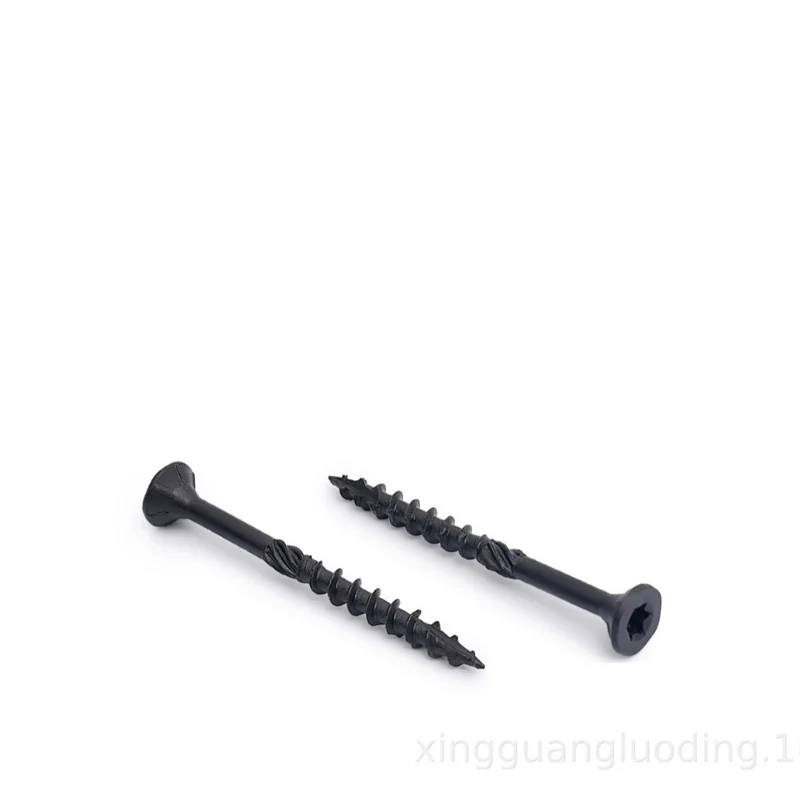 #10*3 Hexalobular Countersunk Head Knurled Deck Screws Green Color Black