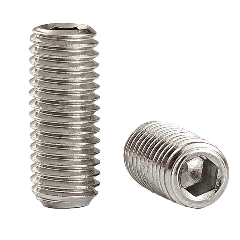 304 Stainless Steel Hex Socket Flat Head Set Screws Flat Point Machine m Headless Set M2-M20