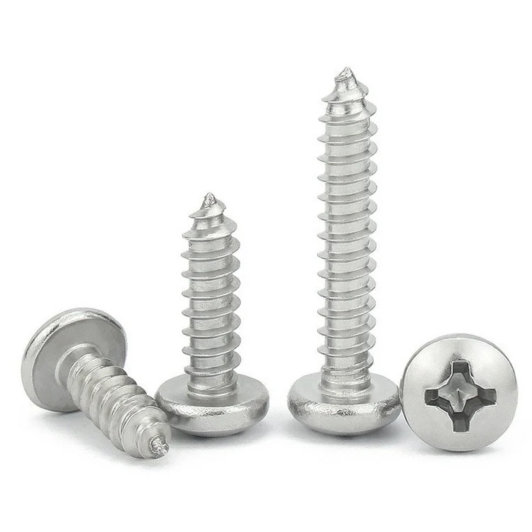 304 Stainless Steel Cross-Recessed Pan Head Round Head Self-Tapping Screws M1-M6.3 Wood GB845