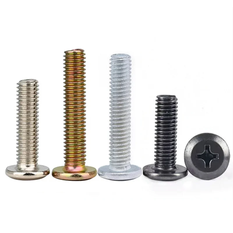 White Zinc-Plated Yellow Zinc-Plated Nickel-Plated Black Chamfered Cross-Recessed Machine Screws Flat Head Furniture