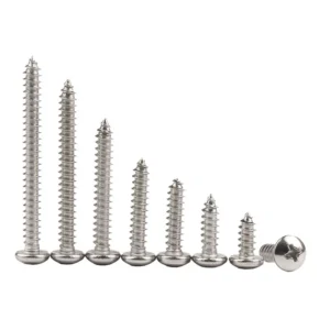 304 Stainless Steel Round Head Cross-Recessed Self-Tapping Screws Pan Head Pointed Tip Wood M2M3M4