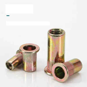Flat Head Rivet Nuts Yellow Zinc-Plated Straight Knurl Rivet Nuts Stripes Knurled Fine Thread Pull! Nuts M3M4M5M6M10