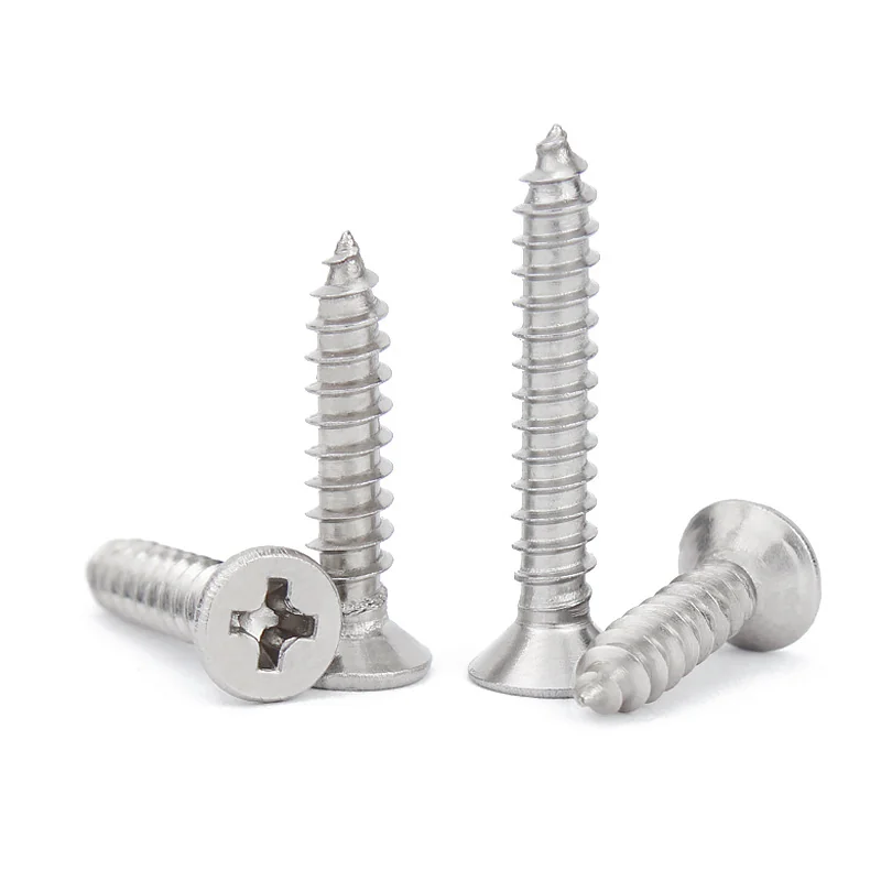 304 Stainless Steel Cross-Recessed Countersunk Head Self-Tapping Screws M1-M6.3 Flat Head Self-Tapping Screws Wood Screws GB846