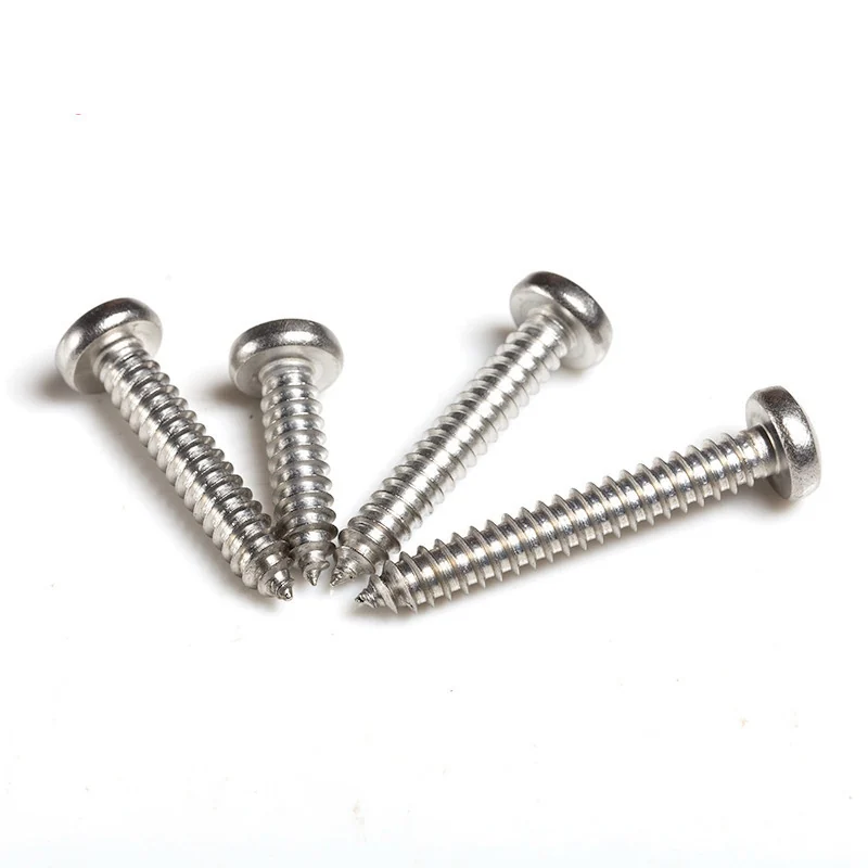 304 Stainless Steel Pan Head Self-Tapping Screws Cross-Recessed Dollar Head Self-Tapping Screws GB845PA Cross Recess Pointed Tip Self-Tapping Screws