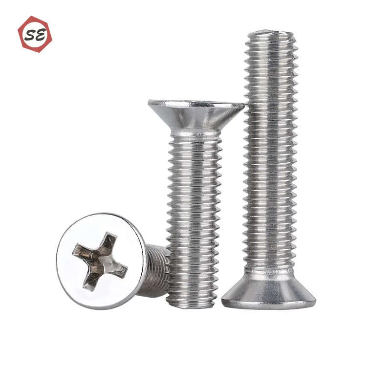 Imperial 304 Stainless Steel Flat Head Fine Thread Cross-Recessed Countersunk Head Screws American Standard Coarse Thread 2#-3/8