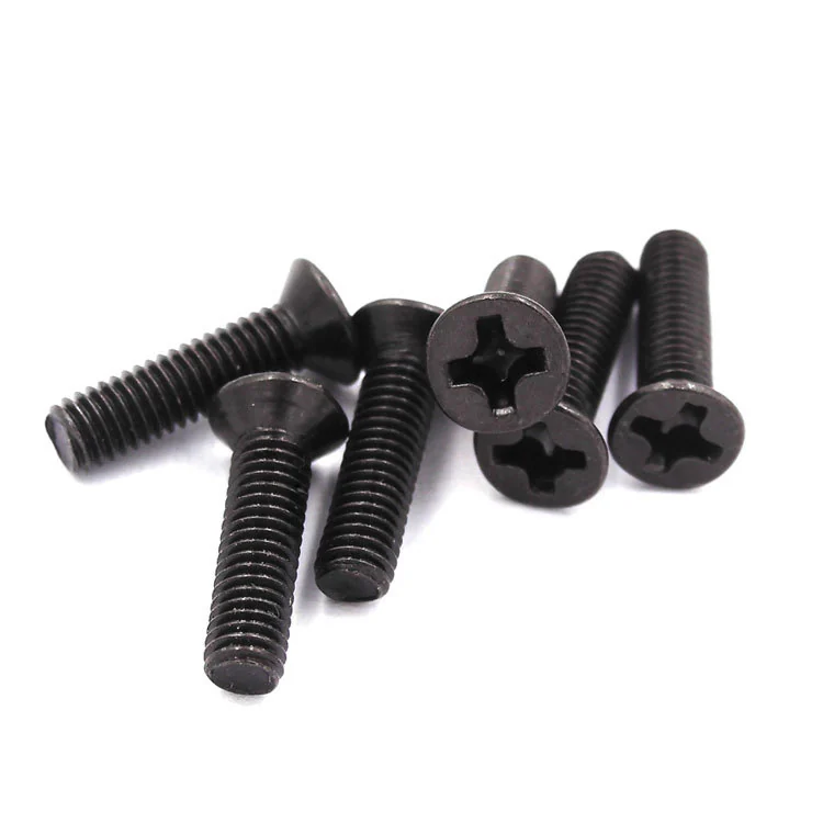 KM Iron Black Hardened Cross-Recessed Countersunk Head Screws Small Computer Electronics Flat Head Machine M1-M6