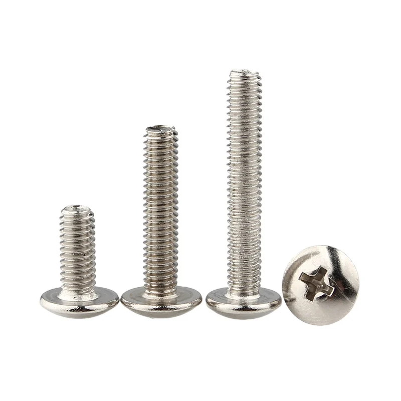 Large Truss Head Machine-Thread Cross-Recessed Pan Head Screws TM Iron Nickel-Plated Mushroom Truss Head Black Zinc Threaded