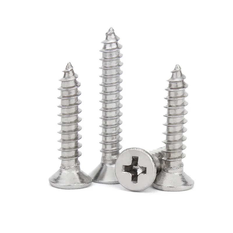 304 Stainless Steel Cross-Recessed Countersunk Head Self-Tapping Screws M1-M6.3 Flat Head Self-Tapping Screws Wood Screws GB846