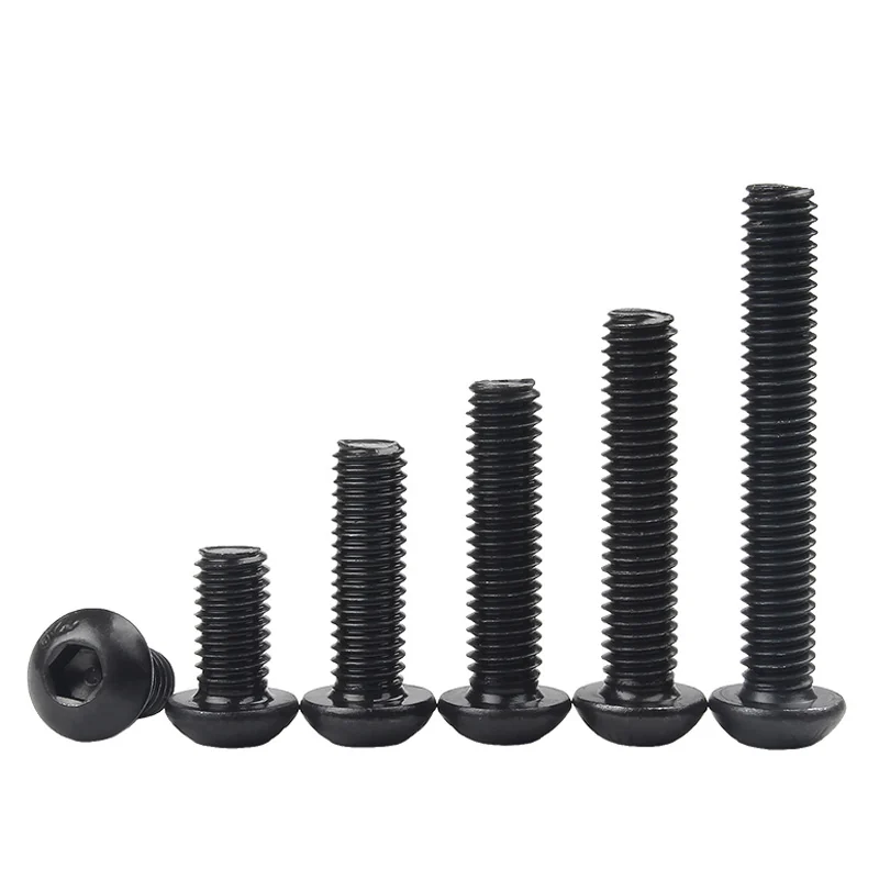 Grade 10.9 Iron Blackened Round Head Hex Socket Screws 304 Stainless Steel Pan Head Mushroom Head