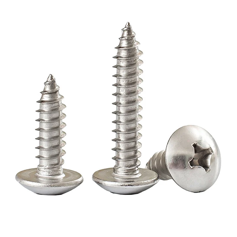 Mu Jin.201 Stainless Steel Cross-Recessed Large Truss Head Self-Tapping Screws / Wood Screws M3-M5 / GB407 Screws