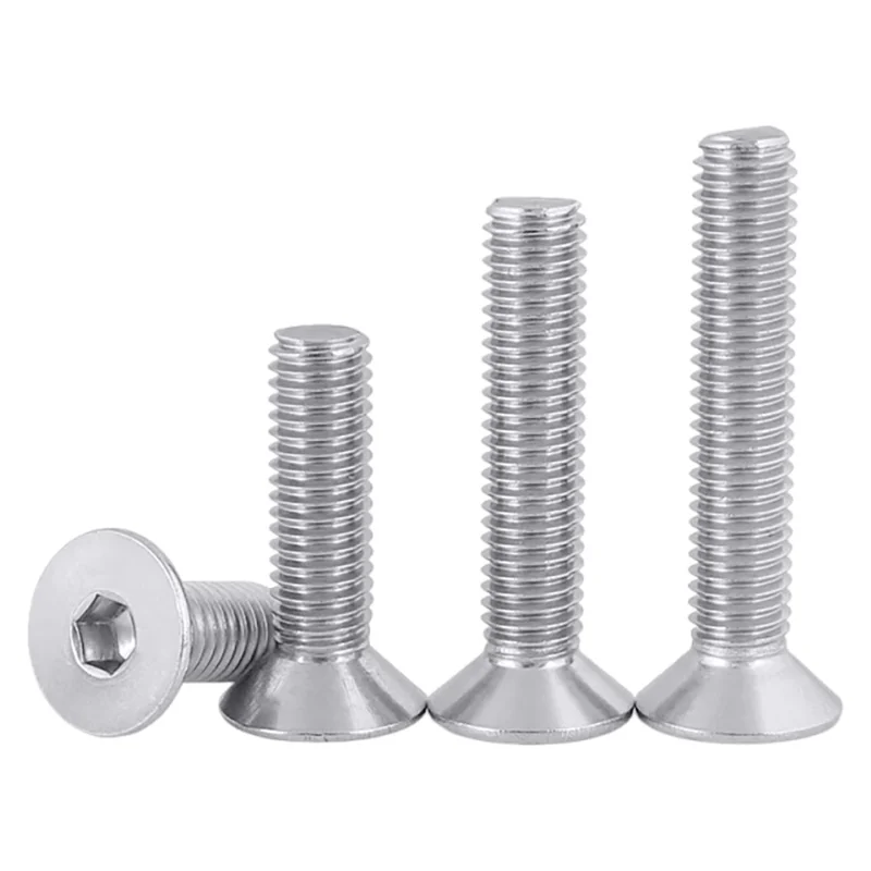 304 Stainless Steel Hex Socket Countersunk Head Screws 201 Flat Head M1.6M2M3M4M5M6M8