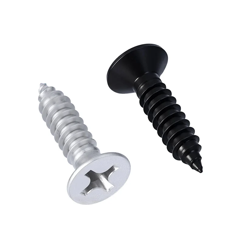 304 Black Stainless Steel Countersunk Head Self-Tapping Screws Plated Zinc-Flake Coated Silver Color Cross-Recessed Flat Head Self-Tapping Screws M3M4M5