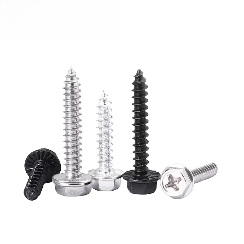 8.8Cascades Head Hex Flange Cross-Recessed Self-Tapping Screws GBWA With Washer Hex Head Anti-Slip With Tooth Self-Tapping Screws