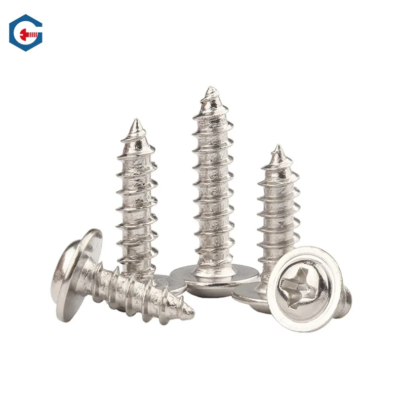 304 Stainless Steel Cross-Recessed Round Head With Washer Self-Tapping Screws M1.4M1.7/M2M2.6/M3M4