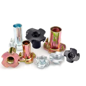 Carbon Steel Zinc-Plated Partially Threaded Furniture Four-Prong T-Nuts Yellow Zinc-Plated Blue Zinc Fully Threaded Square Screw Furniture Back Plate Connecting Rivet Nuts