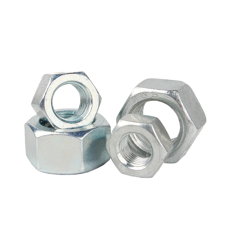 White-Zinc-Plated GB52 Carbon Steel Hex Nuts, M3-M42