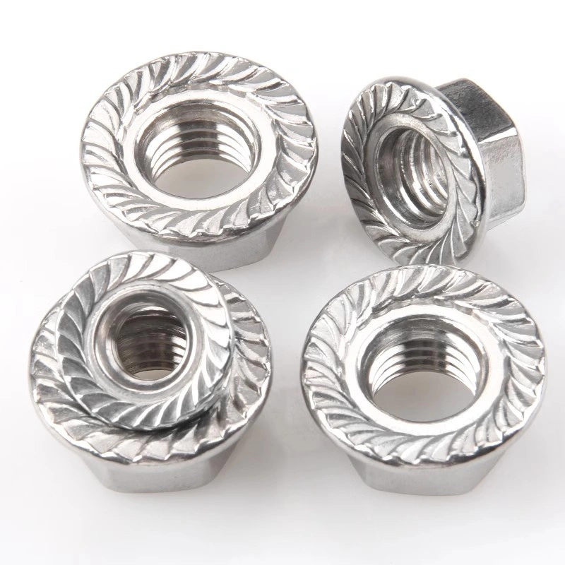 304 Stainless Steel Serrated Hex Flange Nuts, M4 / M5 / M6 / M8 / M10 / M12 / M14 / M16