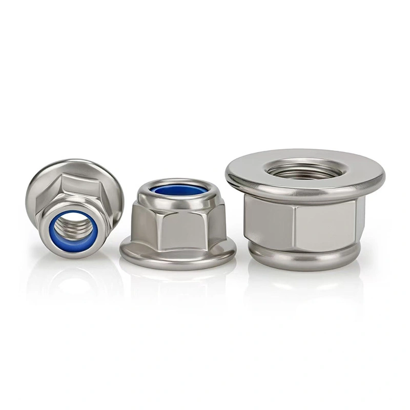 DIN6926 304 Stainless Steel Non-Serrated Hex Flange Nylon-Insert Lock Nuts