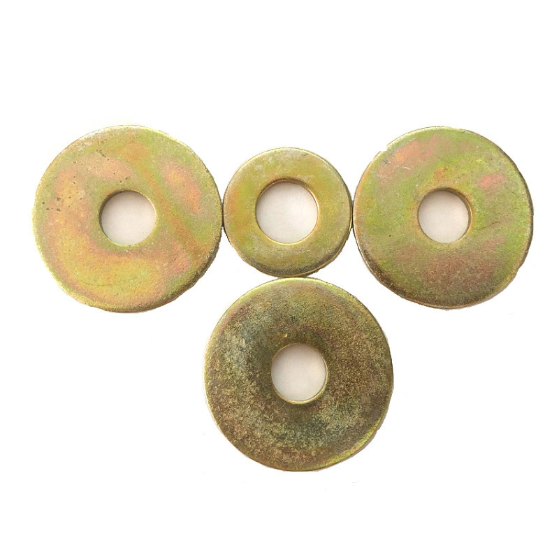 Yellow Zinc-Plated Flat Washers, Standard and Enlarged Sizes