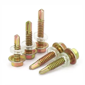 Yellow Zinc-Plated Hex Flange Head Self-Drilling Screws for Sheet Metal