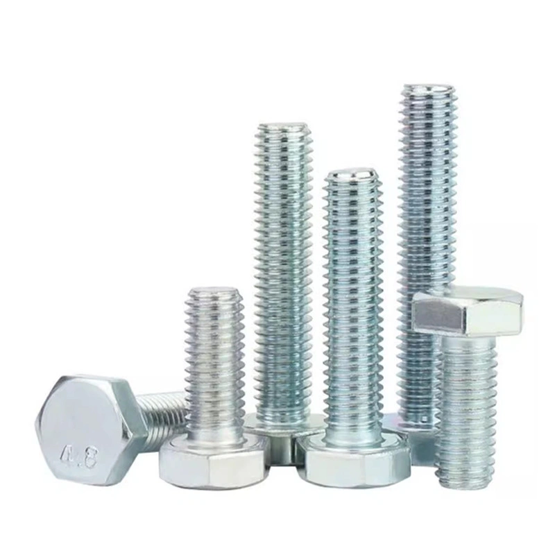 Grade 4.8 Zinc-Plated Carbon Steel Hex Head Bolts, GB30, M4/M6/M8/M10