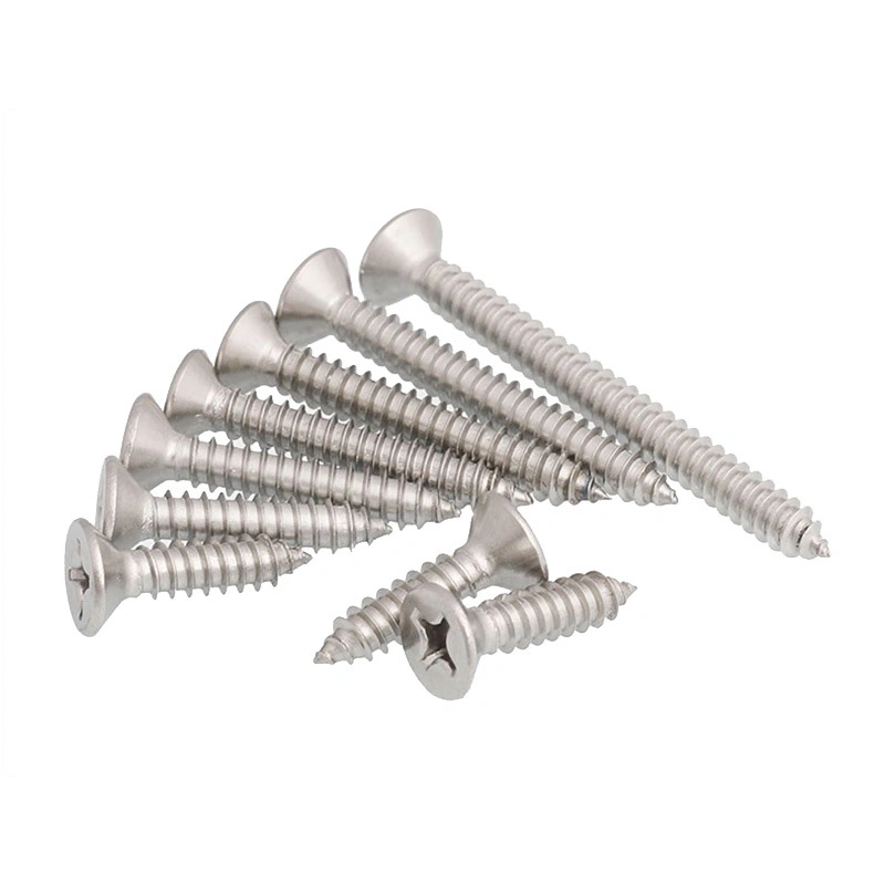 304 Stainless Steel Phillips Countersunk Self-Tapping Wood Screws, Extended Lengths, M3-M8