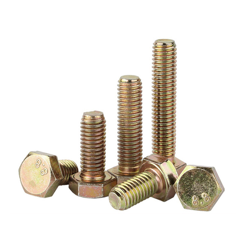 Grade 8.8 Yellow-Zinc-Plated Hex Bolts, GB5783, M5/M6/M8/M10/M12/M30