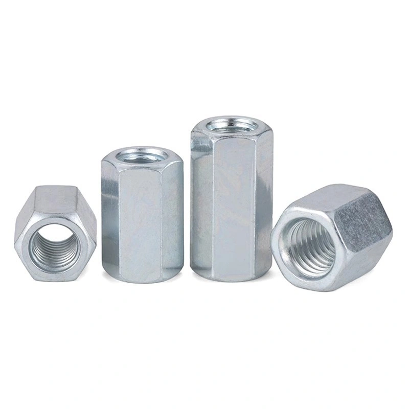 Zinc-Plated Iron Extended Hex Coupling Nuts for Threaded Rods, M4-M20