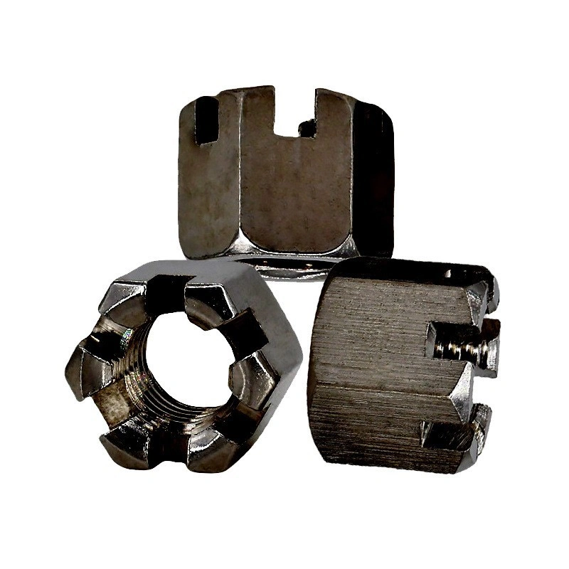 GB58 Carbon Steel Slotted Hex Nuts, Coarse / Fine Thread, M6 / M8 / M10 / M12 / M14