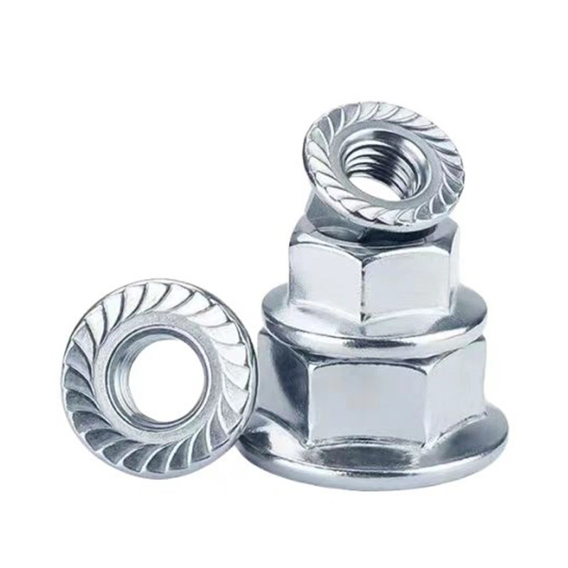 Grade 4 Zinc-Plated Serrated Hex Flange Nuts, National-Standard Type, M3 / M4 / M6 / M8