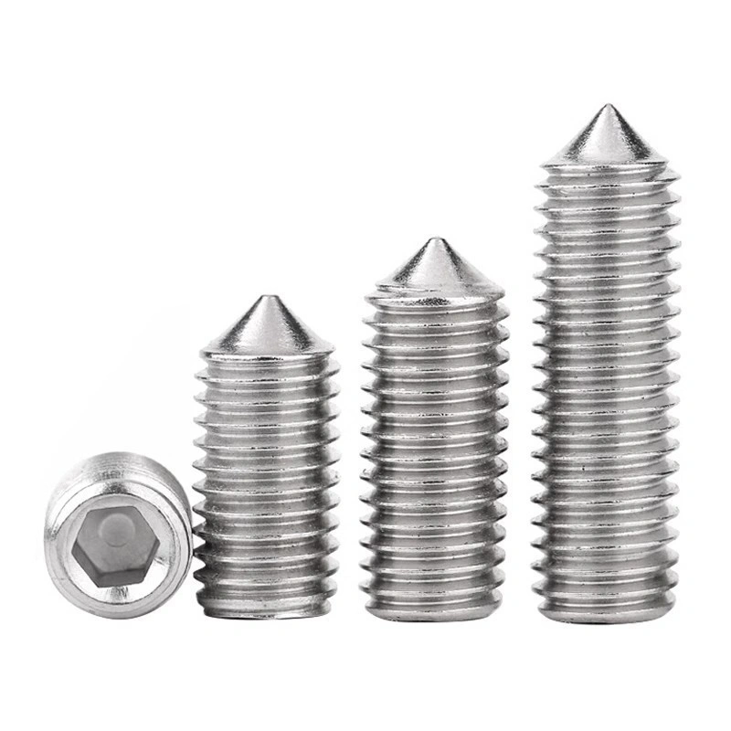 304 Stainless Steel Hex Socket Cone-Point Set Screws, M3 / M4 / M8 / M16