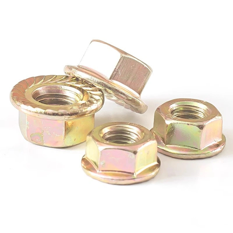GB6187 Yellow Zinc-Plated Carbon Steel Serrated Hex Flange Nuts