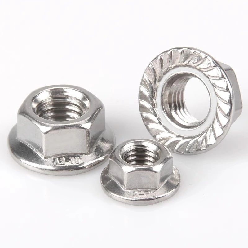 304 Stainless Steel Serrated Hex Flange Nuts