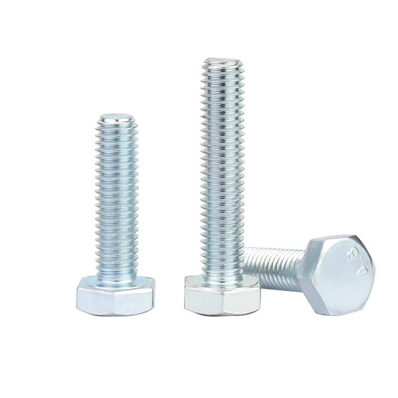 Grade 4.8 Zinc-Plated Carbon Steel Hex Head Bolts, GB30, M4/M6/M8/M10