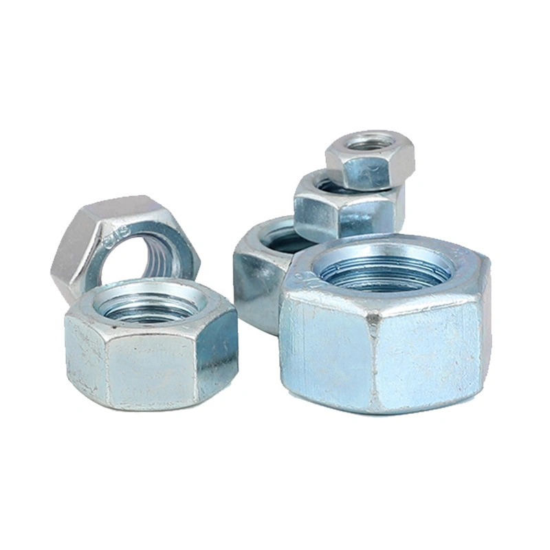 Grade 8.8 Zinc-Plated Hex Nuts, GB6170, Blue-White Zinc, M5-M36
