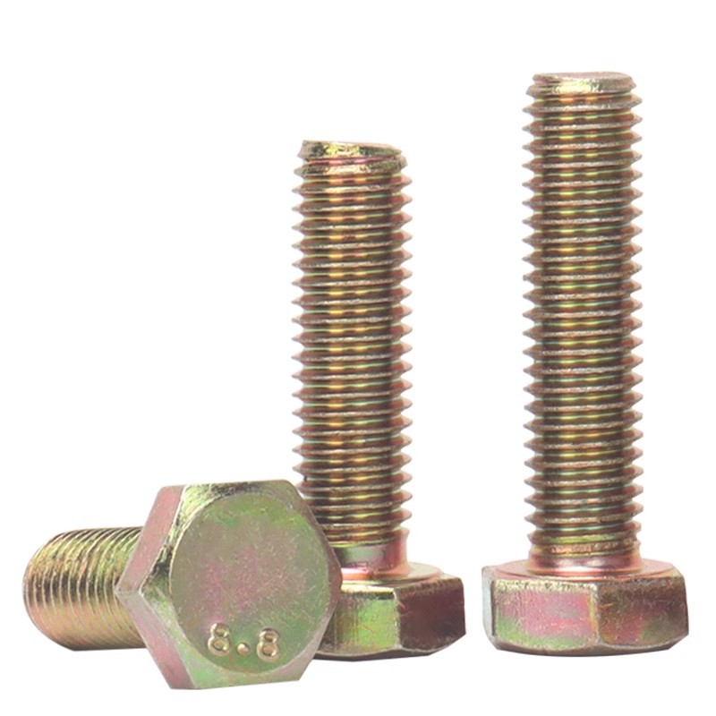 Grade 8.8 Yellow-Zinc-Plated Hex Bolts, GB5783, M5/M6/M8/M10/M12/M30