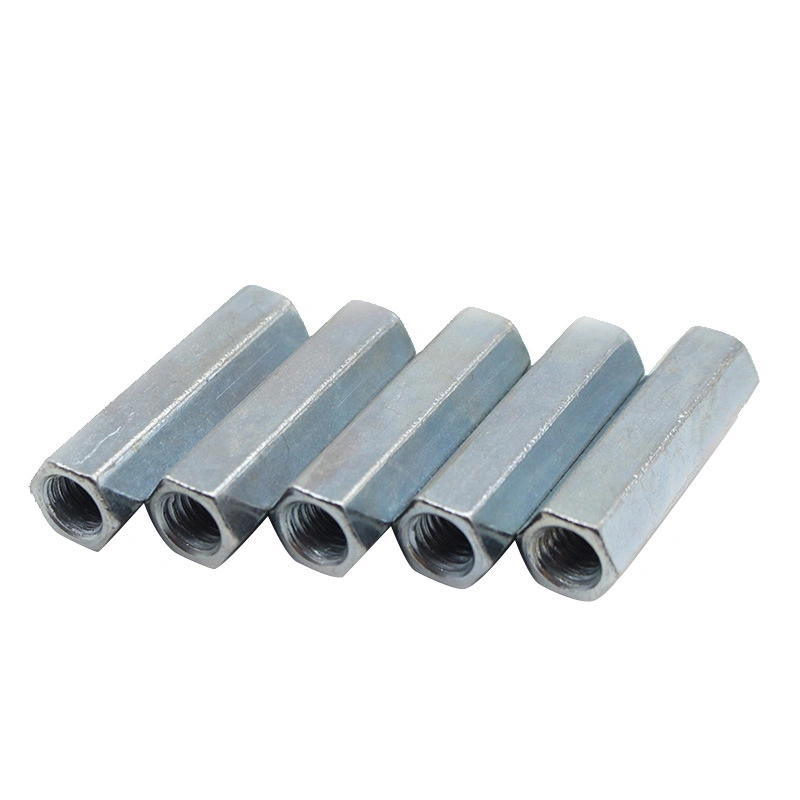 Zinc-Plated Iron Extended Hex Coupling Nuts for Threaded Rods, M4-M20