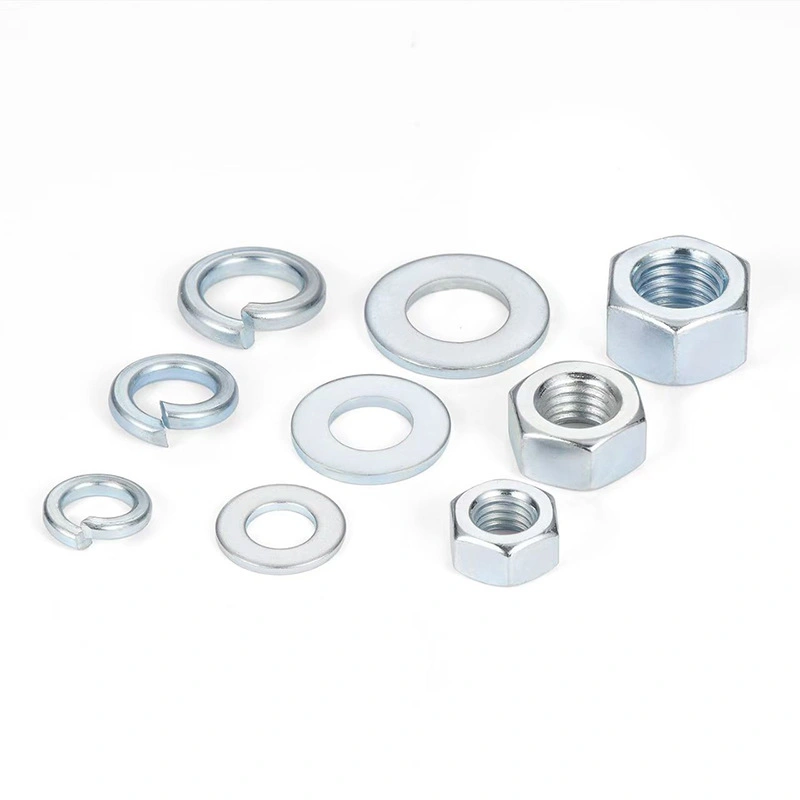 Grade 4.8 Zinc-Plated Hex Nut, Flat Washer and Spring Washer Sets, M3-M33