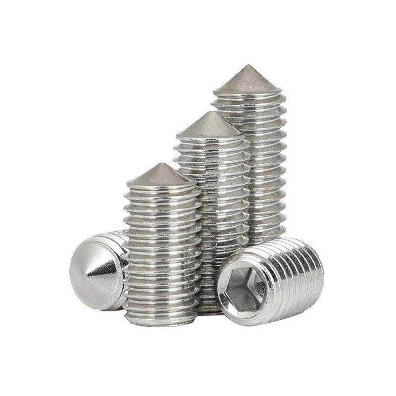 304 Stainless Steel Hex Socket Cone-Point Set Screws, M3 / M4 / M8 / M16